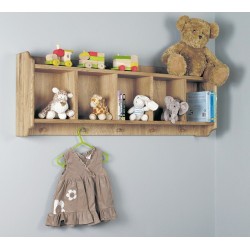 Amelie Oak Wall Shelf with Hanging Pegs