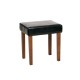 Milano Stool In Black Faux Leather, Dark Wood Leg