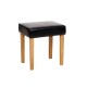 Milano Stool In Black Faux Leather, Light Wood Leg