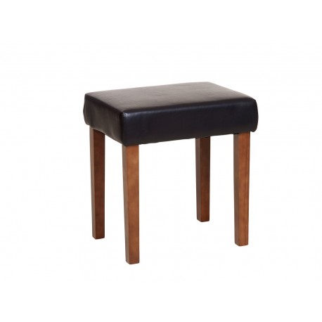 Milano Stool In Brown Faux Leather, Dark Wood Leg