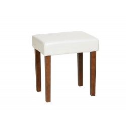 Milano Stool In Cream Faux Leather, Dark Wood Leg