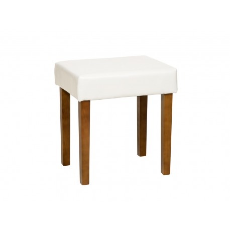 Milano Stool In Cream Faux Leather, Med Wood Leg