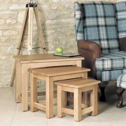 Mobel Oak Nest of 3 Coffee Tables