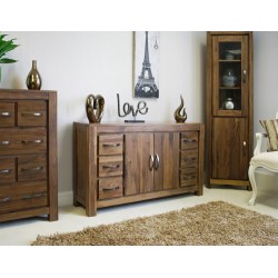 Mayan Walnut Six Drawer Sideboard