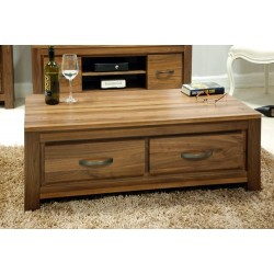 Mayan Walnut Low Four Drawer Coffee Table