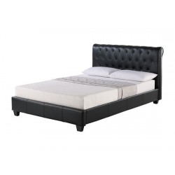 Amalfi Bed 4ft6" Double Black Faux Leather