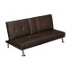 Cinema Sofa Bed, Brown Faux Leather, Pull Down Drink Holder.