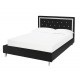 Crystalle 4'6" Double Bed, Black Faux Leather, Diamante Trim Finish, Glamour Feel