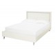 Crystalle 5'0" KIngsize Bed, White Faux Leather, Diamante Trim Finish, Glamour Feel