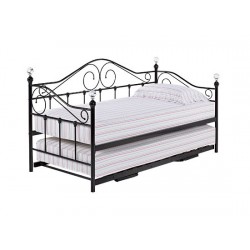Florence Day Bed, Black Finish, 4 Crystal Cornered Tops, Versatile Style