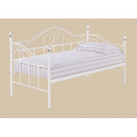 Florence Day Bed, White Finish, 4 Crystal Cornered Tops, Versatile Style