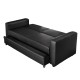 Detroit Sofa Bed, Black Faux Leather, Pull Out Storage Drawer On Castors