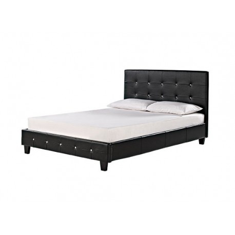 Diamante 4'6" Double Bed, Black Faux Leather, Diamond Detail, Adds A Touch Of Bling