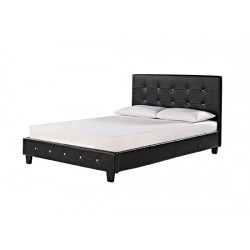 Diamante 5'0" Kingsize Bed, Black Faux Leather, Diamond Detail, Adds A Touch Of Bling