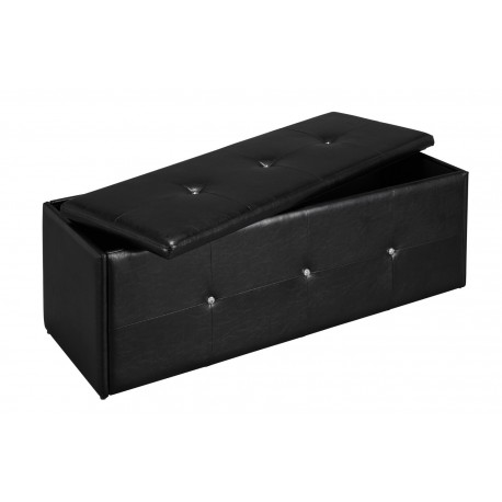 Diamante Ottoman, storage Box, Toy Box, Blanket Box, Black Faux Leather