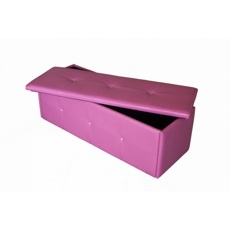 Diamante Ottoman, storage Box, Toy Box, Blanket Box, Pink Faux Leather