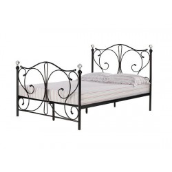 Florence 4'6" Double Bed, Black Metal Finish, Crystal Finials