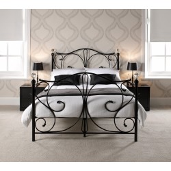 Florence 5'0" Kingsize Bed, Black Metal Finish, Crystal Finials