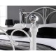 Florence 4'6" Double Bed, White Metal Finish, Crystal Finials