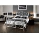 Florence 5'0" Kingsize Bed, White Metal Finish, Crystal Finials