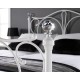 Florence 5'0" Kingsize Bed, White Metal Finish, Crystal Finials