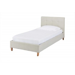 Hartford 3'0" Single Bed, Neutral Cream Fabric, Button Detail