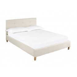 Hartford 4.6" Double Bed, Neutral Cream Fabric, Button Detail