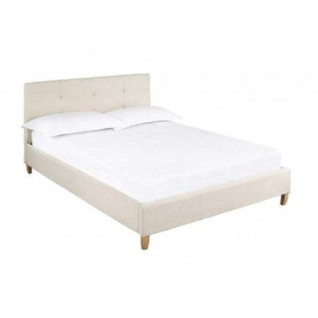 Hartford 4.6" Double Bed, Neutral Cream Fabric, Button Detail