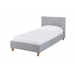 Hartford 3'0" Single Bed, Grey Fabric, Button Detail