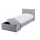 Hartford 3'0" Single Bed, Grey Fabric, Button Detail