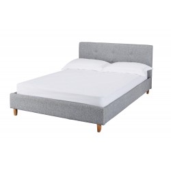 Hartford 4'6" Double Bed, Grey Fabric, Button Detail