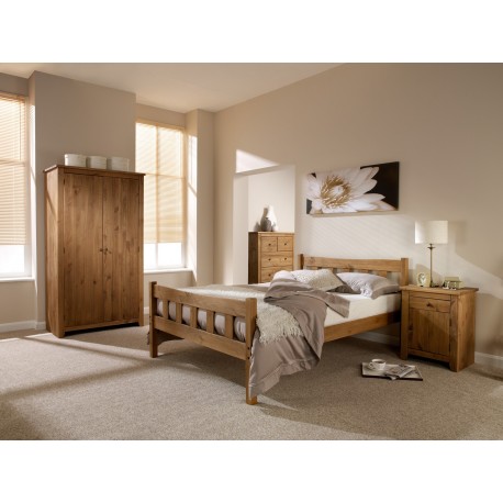 Havana 4'6" Double Bed, Solid Pine Wood, Contemporary Design