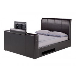 Manhattan 6'0" Super Kingsize TV Bed, Fasionable Brown Faux Leather