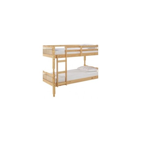 Melissa 3'0" Bunk Bed, Turned Spindles, Honey Stain Finish, Solid Pine