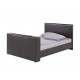 Morton 4'6" Double TV Bed, Black Faux Leather, Contemporary Style