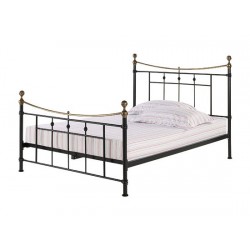 Regency 5'0" Kingsize Bed, Brushed Brass Detail, Black Metal Finish