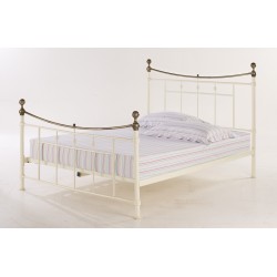 Regency 5'0" Kingsize Bed, Brushed Brass Detail, Antique Cream Metal Finish