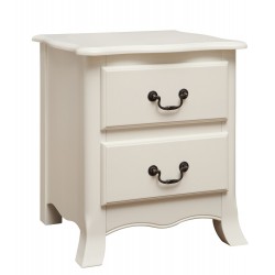 Chantilly 2 Drawer Bedside Cabinet/Table, Antique White And Fittings, High-End Look