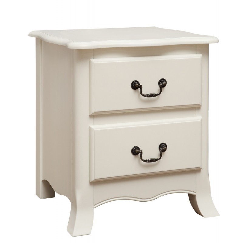 Chantilly 2 Drawer Bedside Cabinet Table Antique White And