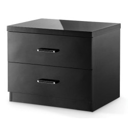 Novello 2 Drawer Bedside Cabinet, Uber Trendy Design, High Gloss Black