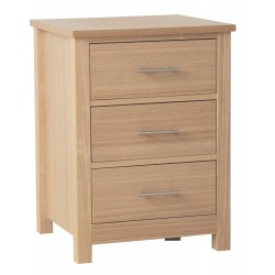 Oakridge 3 Drawer Bedside Table/Cabinet, Suits Any Style, Ash Veneers With Oak Finish
