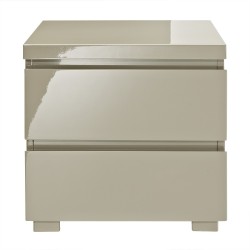 Puro 2 Drawer Bedside, Sleek Contemporary Style, High Gloss Cream
