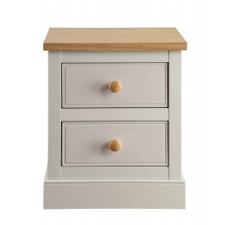 St Ives 2 Drawer Bedside Cabiinet in Dove Grey Finish with Real Ash Vaneers on Top