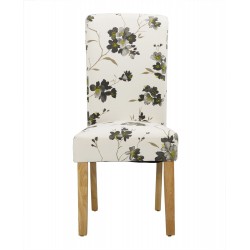 Freya Floral Dining Chair, Solid Wood Legs Pack of 2