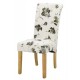 Freya Floral Dining Chair, Solid Wood Legs Pack of 2