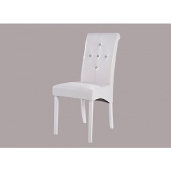 Monroe 2 Diamante Chairs, White Faux Leather