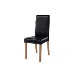 Oakridge 2 Chairs, Black Faux Leather, Solid Wood Legs