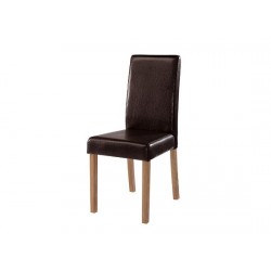 Oakridge 2 Chairs, Brown Faux Leather, Solid Wood Legs