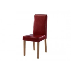 Oakridge 2 Chairs, Red Faux Leather, Solid Wood Legs