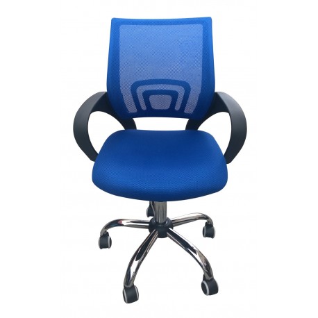 Tate Mesh Back Office Chair Blue, Adjustable Seat with Chrome Finish